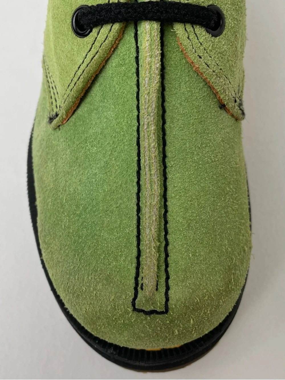 Vintage Dr. Martens England Crazy Bomb Green Suede Platform Oxfords UK 4